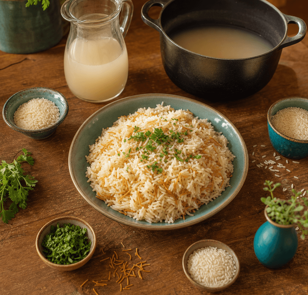 Arroz pilaf: usa el agua de cocción para unir